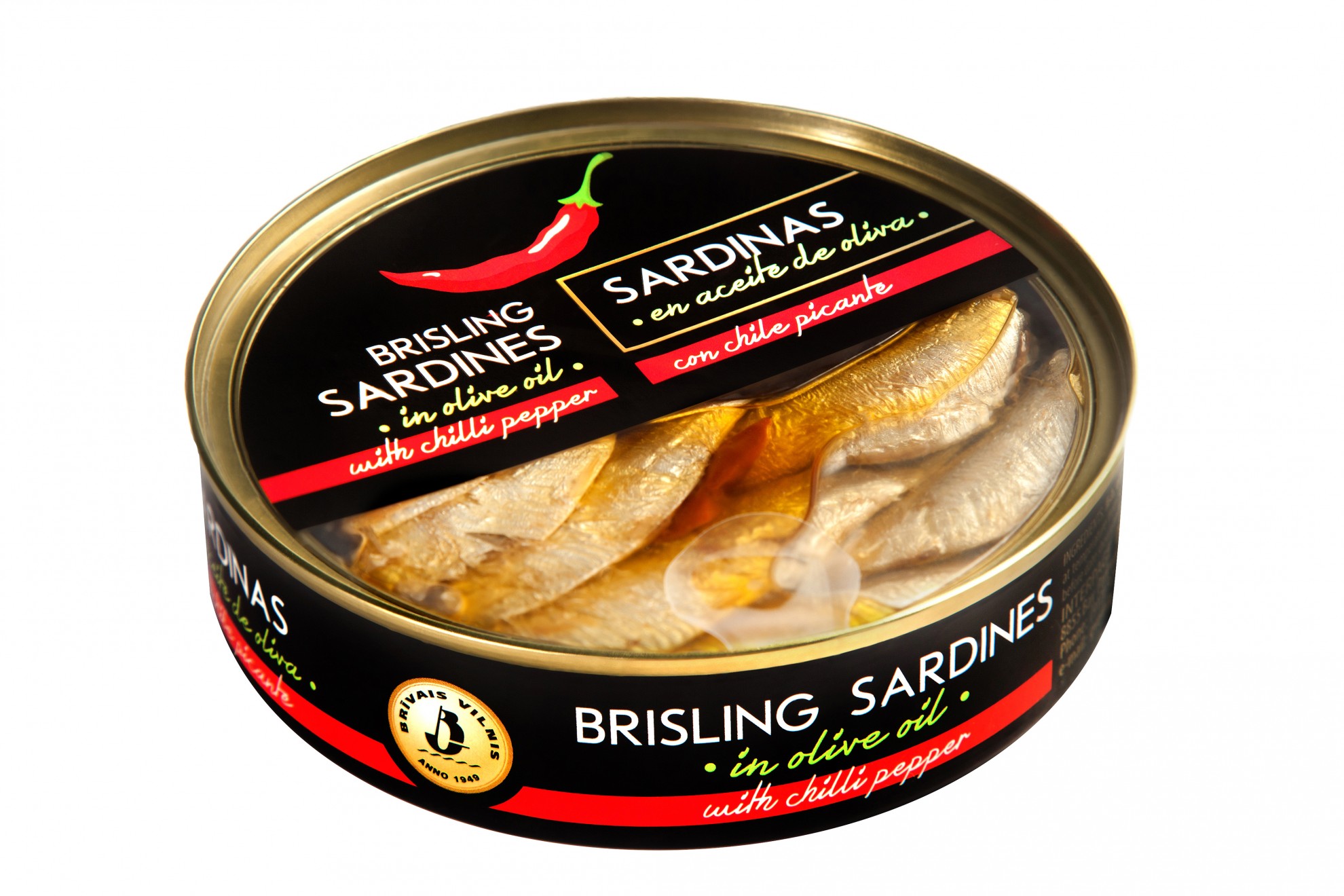 Sardine brisling în ulei de măsline cu chilli 160g