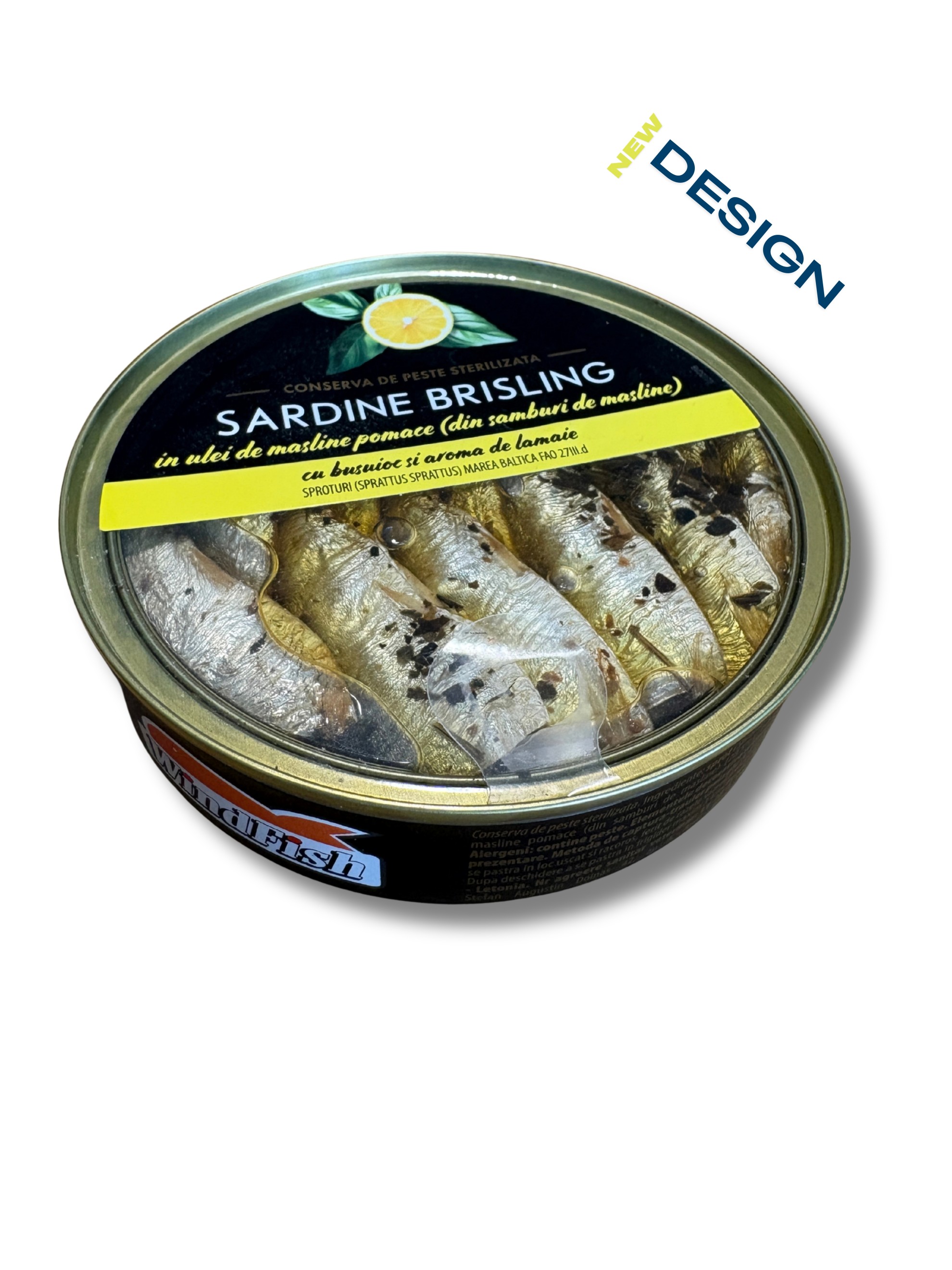 Sardine brisling în ulei de măsline cu lămâie și busuioc 160g